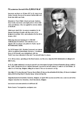 A preview of a PDF biography for Hiltz, Lawrence Donald